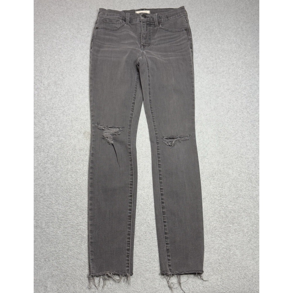 Madewell High-Rise Distressed Straight Jeans in Charcoal Gray